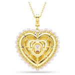 Idyllia pendant Mixed cuts, Heart, Pink, Gold-tone plated